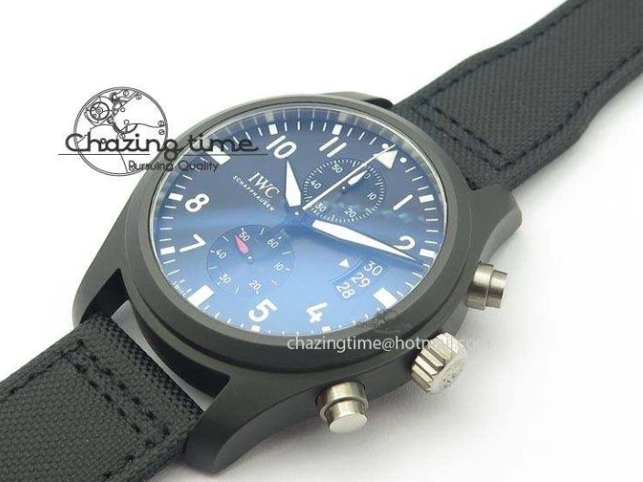 MIROTIME 0218 EasyCare Pilot Chrono IW388001 Real Ceramic ZF 1:1 Best Edition On Black Nylon Strap A 7279